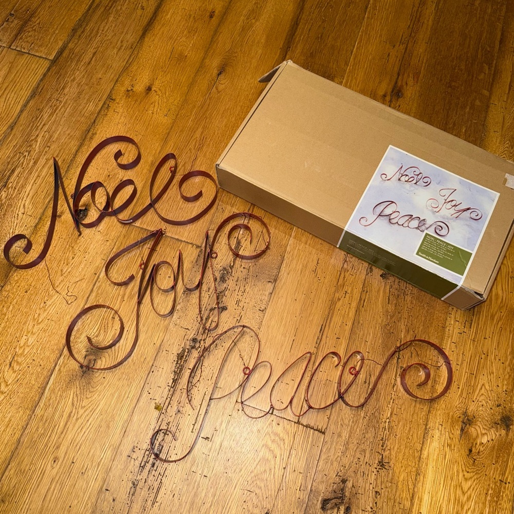 Smith & Hawken Red Metal Wall Decor Set - Noel, Joy, Peace  Christmas signage